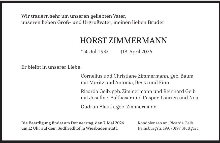 En recuerdo de Horst Zimmermann